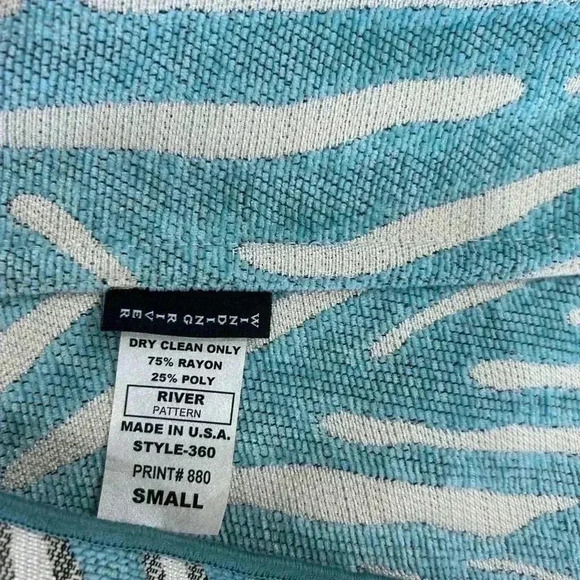 Winding River tapestry long cardigan Small Teal White Stripes River Pattern - Picture 7 of 7